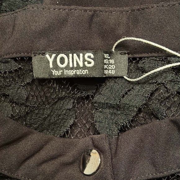 Yoins Elegant Black Lace Button-Up Dress. Size 1XL. - Picture 12 of 14